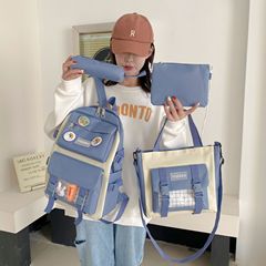 中学生・高校生バッグ 2025年新作 韓国風 学生リュック キャンパス 和風 原宿ファッション 4点セット ショルダー