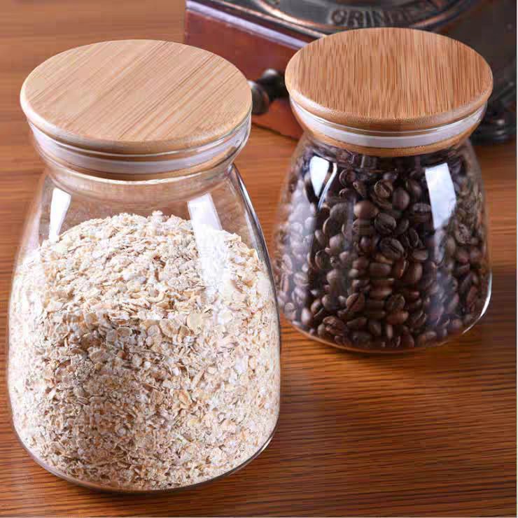 Tanque sellado de vidrio transfronterizo con tapa de bambú Tanque de almacenamiento de vidrio con alto contenido de borosilicato Tanque de almacenamiento de granos de café de grano integral de cocina image 3