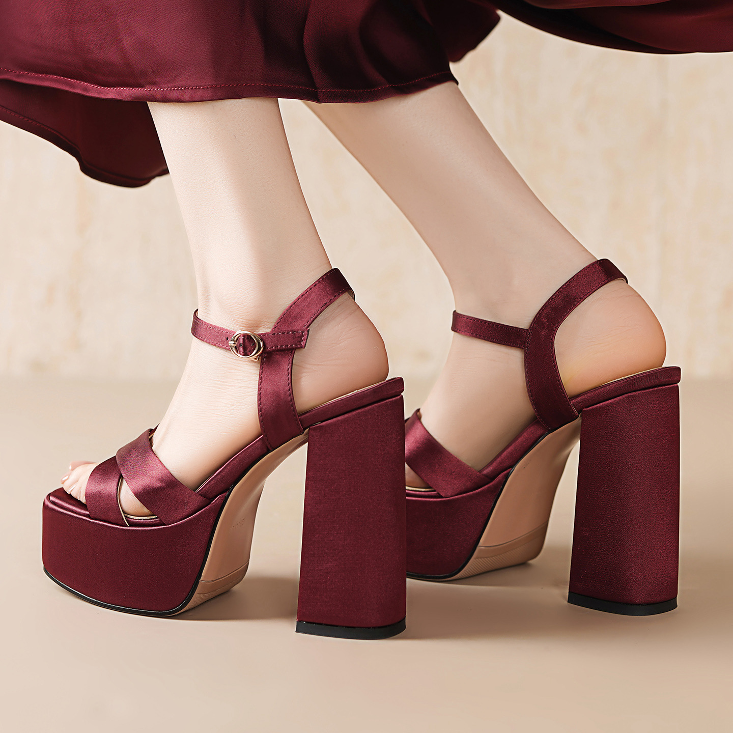 Sandal cao gót nữ hở mũi quai ngang khóa, gót dày 12 cm, phong cách Âu Mỹ — đen chi tiết 16