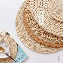 A5L素丨餐墊 玉米皮原材隔熱墊 草編圓形放燙鍋墊杯墊碗墊家用草