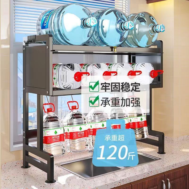 Estante de almacenamiento de cocina fregadero Plato de drenaje en rack fregadero de la encimera armario multi-funcional a prueba de polvo con la puerta del Gabinete plato de almacenamiento