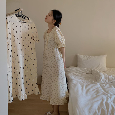 pajamas Nightdress summer Thin section pure cotton have more cash than can be accounted for Short sleeved Home Furnishings 2022 new pattern Kotaku Sweet Huaqun