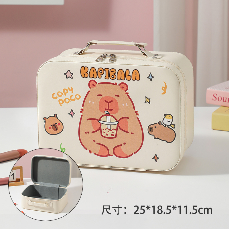 Caja de maquillaje de gran capacidad, bolsa de maquillaje portátil, caja de almacenamiento portátil, diseño de nicho de cosméticos multifuncional