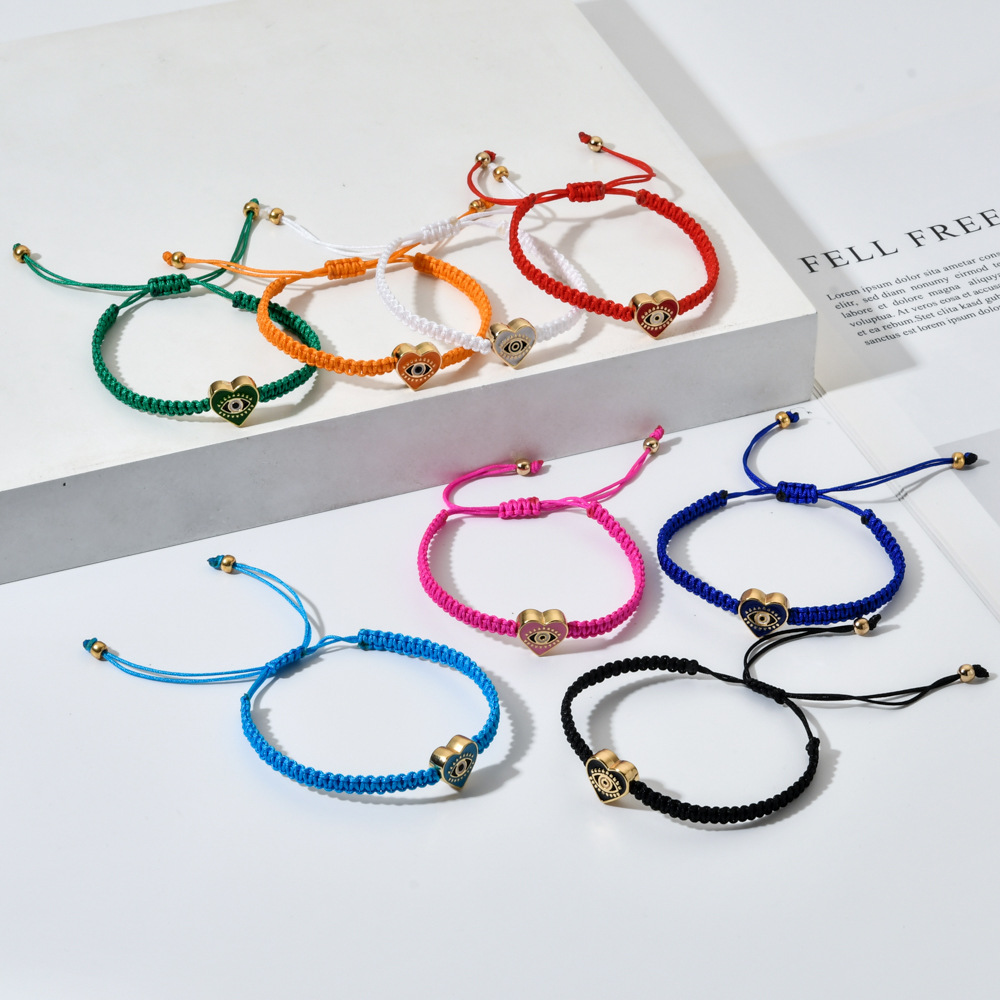 Alloy Material Ethnic Style Devil's Eye Heart Shape Alloy Enamel Plating Women's Bracelets