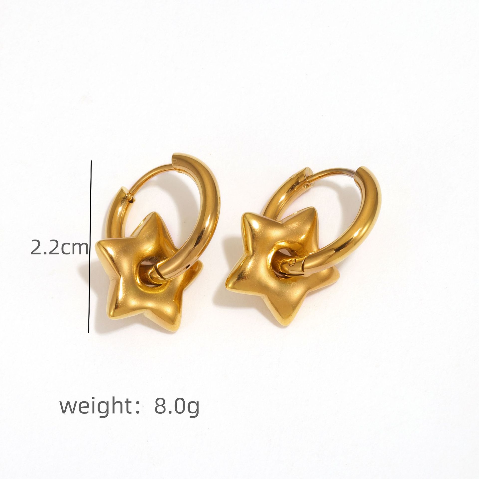 11g Weight 304 Stainless Steel Ear Needle Material Drop Earrings Classification 1 Pair Quantity Holiday, Daily Occasion 304 Stainless Steel Material Star, Heart Shape Pattern Women's Gender Plating Design Basic, Modern Style, Classic Style Style 1 Pair Basic Modern Style Classic Style Star Heart Shape Plating 304 Stainless Steel Drop Earrings 5