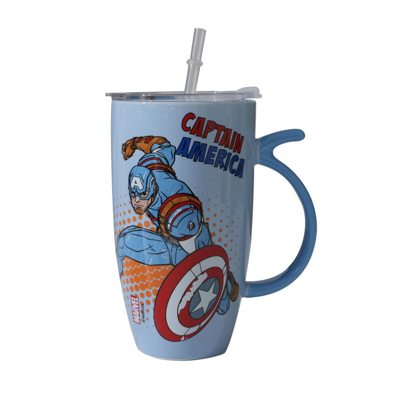 Marvel autorizado auténtico de gran capacidad marca tazas de cerámica pareja para hombres y mujeres adorables tazas de agua de leche de desayuno casual