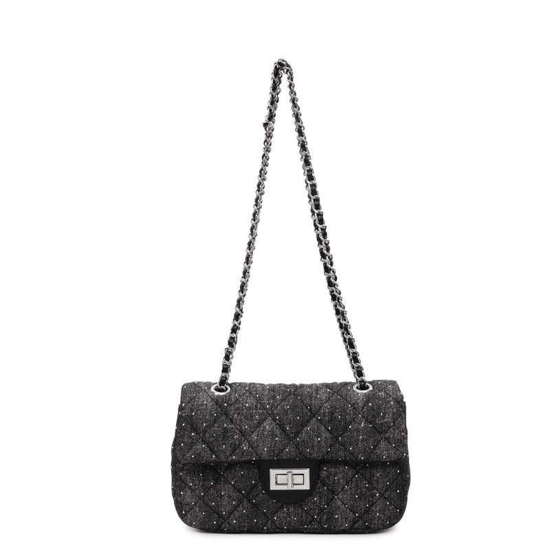 Tendencia de moda denim bolso de cadena de bolso cuadrado 2025 nuevo pequeño viento de fragancia superfuego bolso de hombro ocio bajo la axila