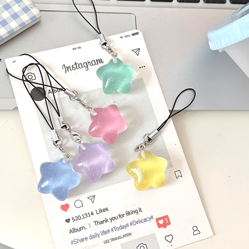 Transparent Color Thin Flash Jelly Star Mobile Phone Rope Cute Girl Soft Cute Five-pointed Star Pendant Pencil Bag Schoolbag Keychain Transparent Color Thin Flash Jelly Star Mobile Phone Rope Cute Girl Soft Cute Five-pointed Star Pendant Pencil Bag Schoolbag Keychain