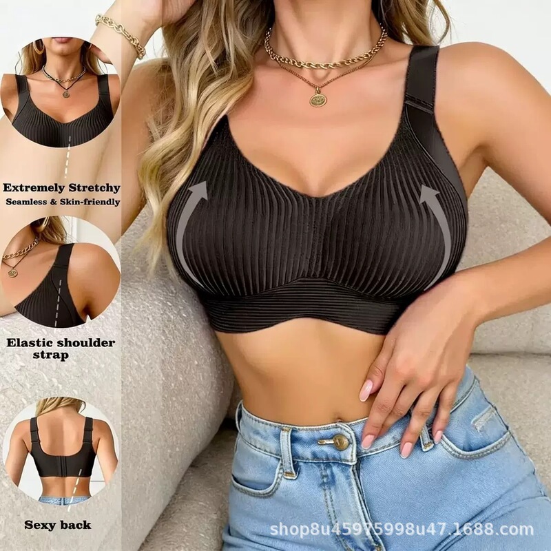 Amazon Cross-Border European and American Style Women's Seamless Sports Bra, Comfortable, Breathable, Wireless, Push-Up Bra