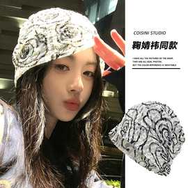 鞠婧祎同款韩国小众设计玫瑰花蕾丝冷帽女古早亚文化y2k子包头帽
