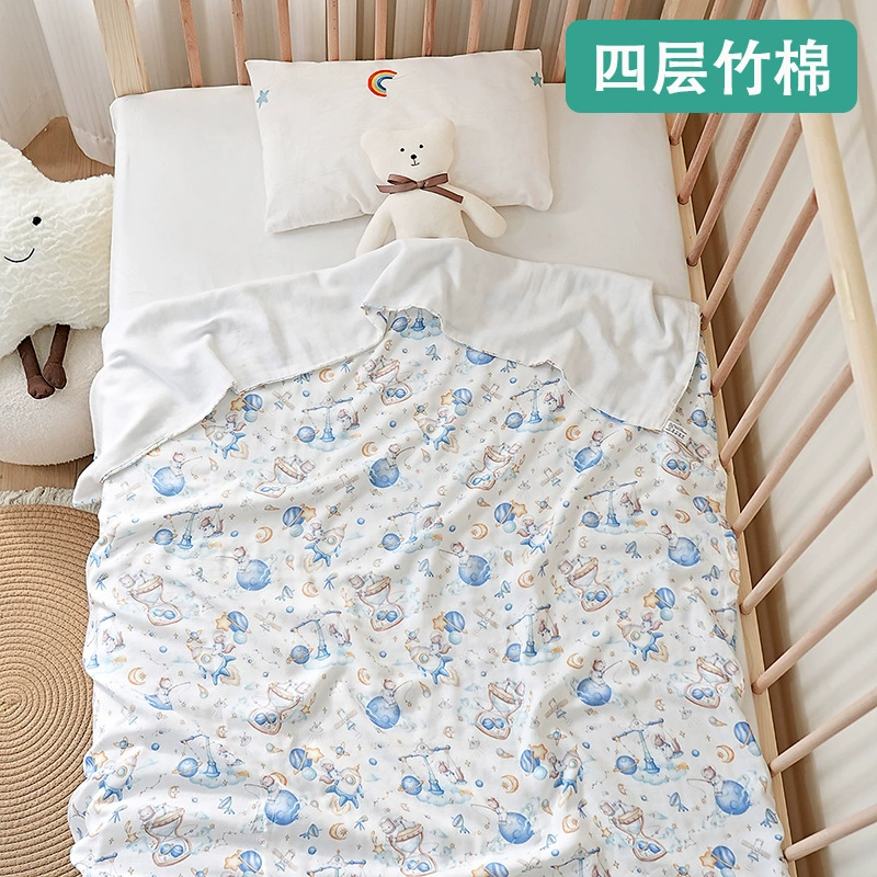 Детское одеяло из бамбуковой хлопковой марли, универсальное для всех сезонов, мягкое и впитывающее, большого размера, из бамбука цвета нефрита.