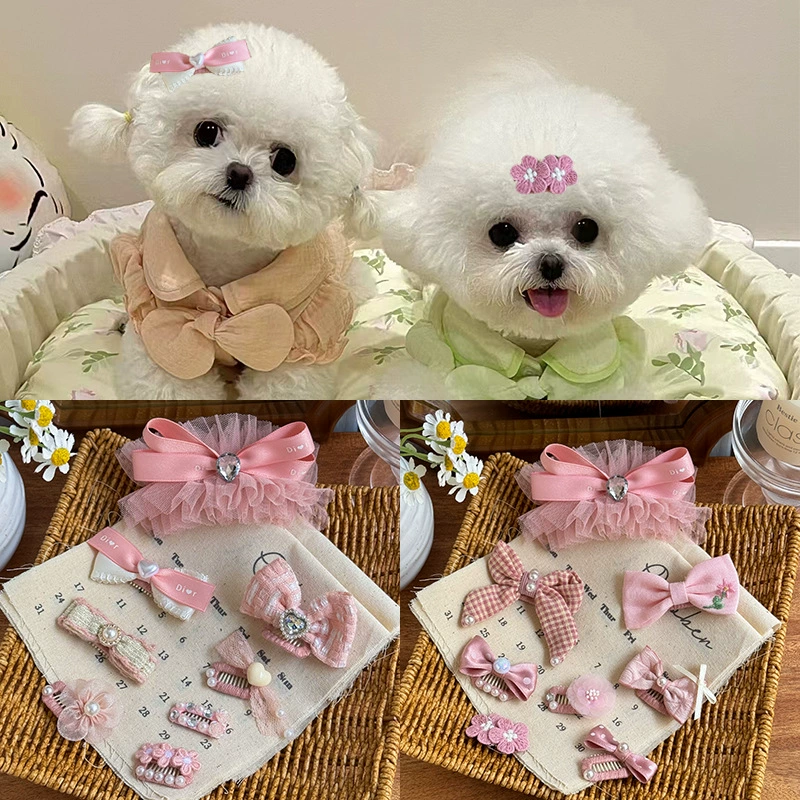 Заколка для волос для собак, маленький ароматный бантик, мальтийский мини-головный убор, заколка для волос Йоркшира, заколка для волос для кошек, домашнее животное