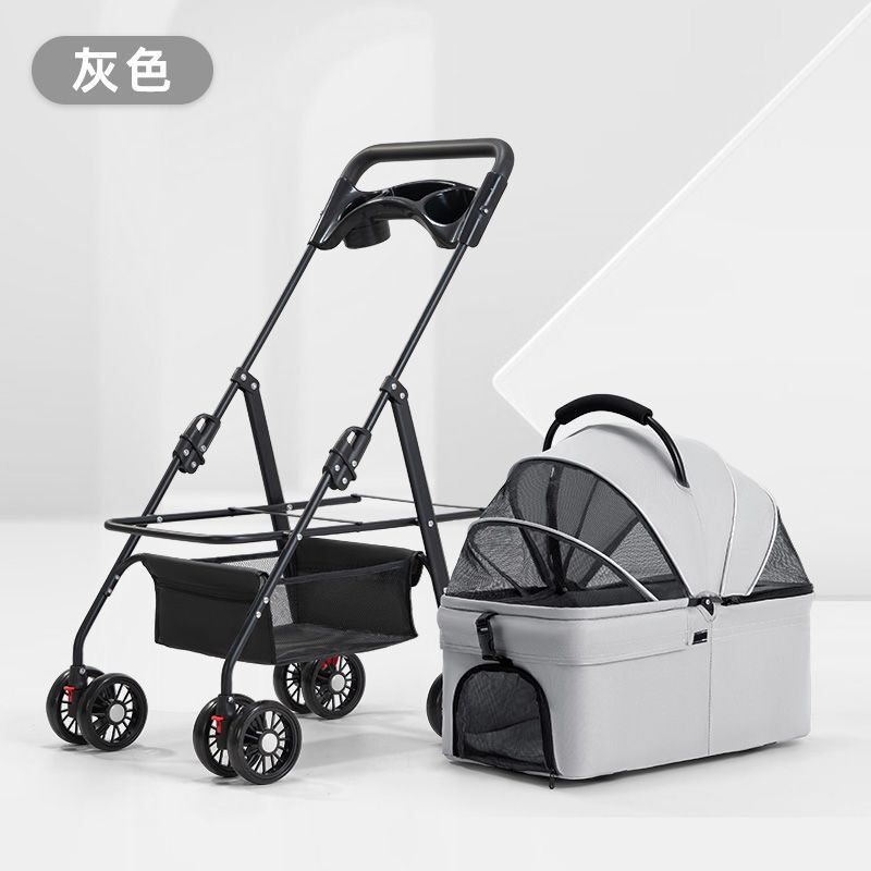 犬猫用ペットベビーカー、軽量折りたたみ式屋外ペットベビーカー、小型犬用ベビーカー、取り外し可能なバスケット|undefined