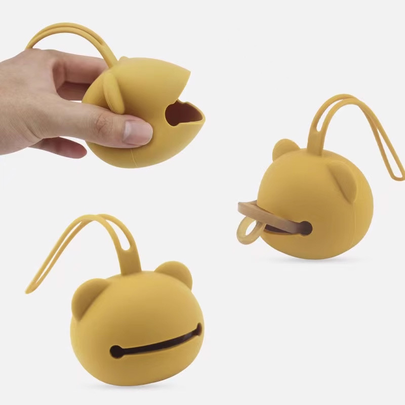 Caja de tetas para bebés, carro de bebés, cuerda de colgante, goma de gel, cadena de silicona, caja de almacenamiento tranquila, polvo portátil