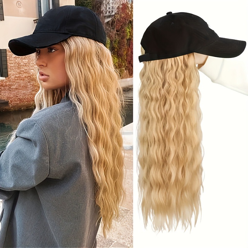 Solid Color Hat Women's Hat Wig European and American Personality Long Curly Hair Hat Wig One-piece Multicolor Wigs Head