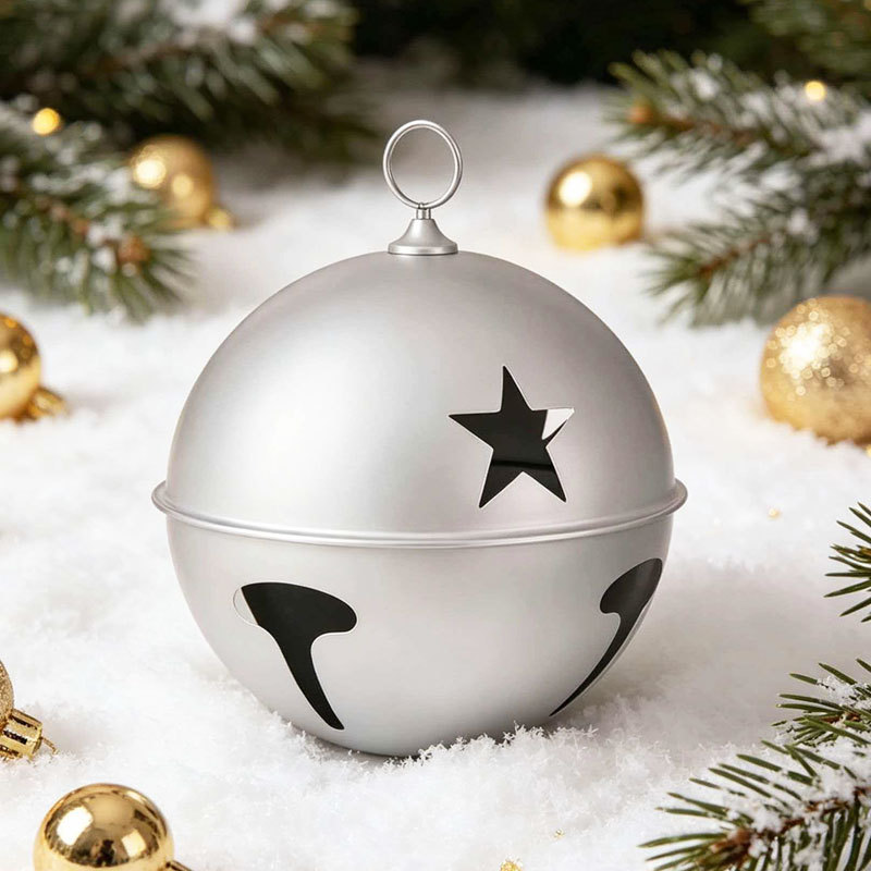 Nuevos productos transfronterizos campanas de Navidad hierro forjado gran campanas redondas decoración campanas de cinco estrellas plata rojo oro decoración de Navidad