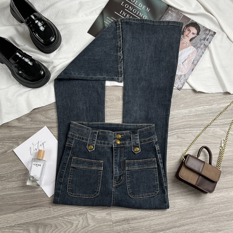 High Waist Micro La Jeans Female Student New 2025 Spring and Autumn Design Sense Slim Flared Pants for Small Men