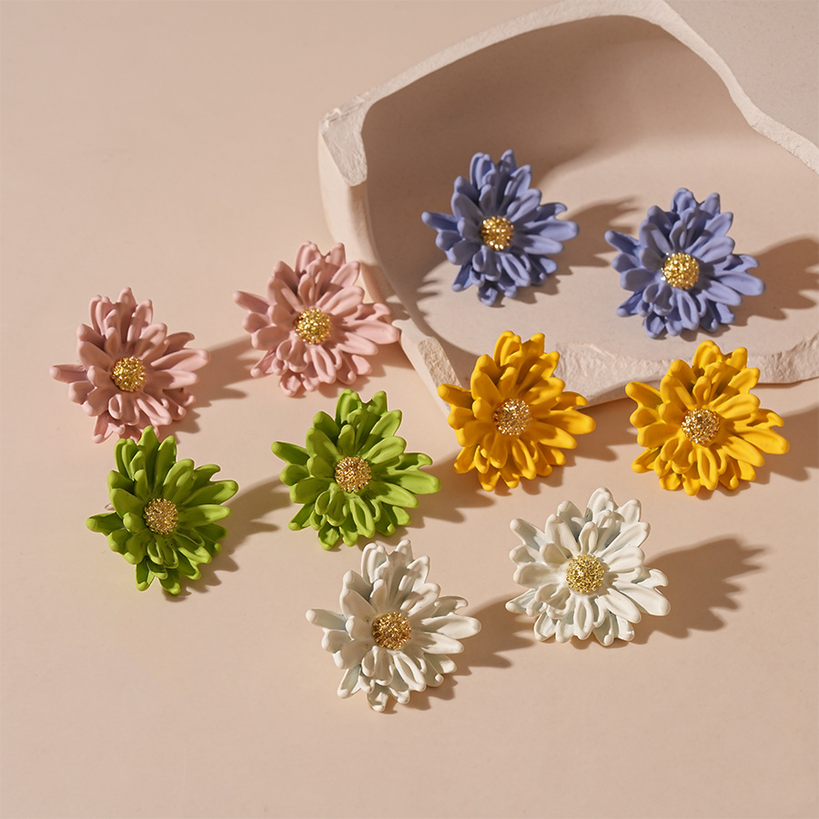 春夏小清新花朵花蕊銀針耳釘甜美森系少女簡約百搭氣質高級耳環女