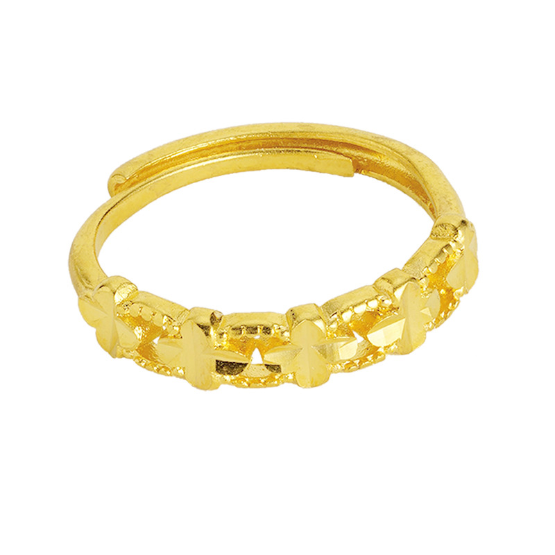 Anillo de oro arena no se desvanece durante mucho tiempo nicho diseño elegante simple moda anillo de las mujeres de acero de titanio de calidad de imitación de la joyería de oro