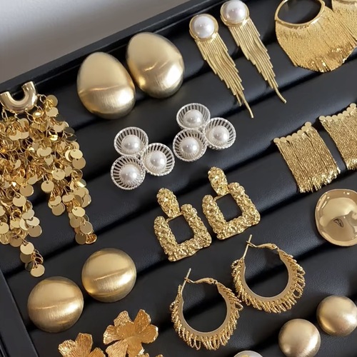 Silver Needle Medieval Round Flower Tassel Earrings European and American Retro Metallic Earrings Temperament Light Luxury Earrings Wholesale for Women