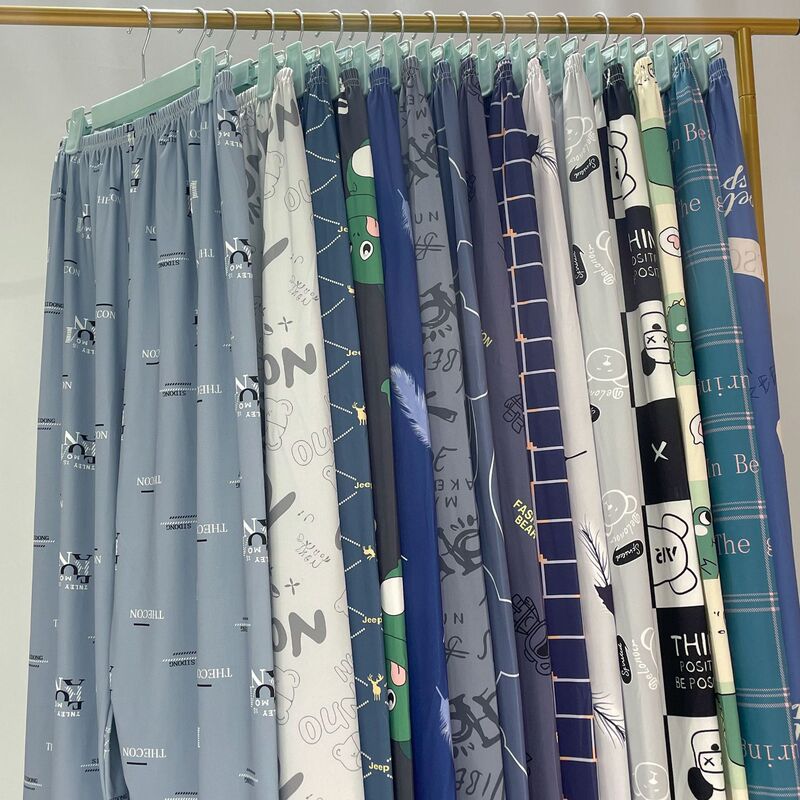 New Men's Thin Pajama Pants for Home, Cartoon Long Pants, Loose Air-Conditioned Casual Pants for Spring, Autumn, and Summer, Suitable for Wearing Outside