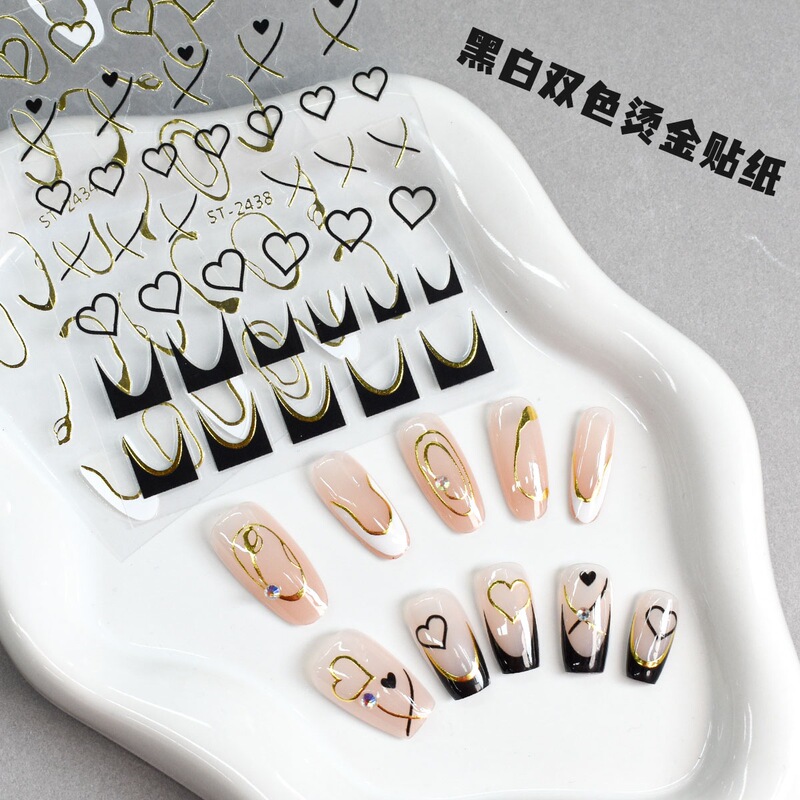 Minimalist Stereo Heart Line Nail Art Sticker Love Letter 3D Nail Decal Douyin Xiaohongshu Hot Style Minimalist Stereo Heart Line Nail Art Sticker Love Letter 3D Nail Decal Douyin Xiaohongshu Hot Style