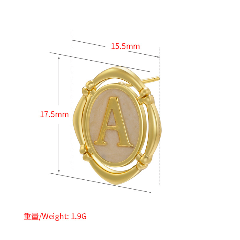 Vintage Style Letter Copper Gold Plated Ear Studs 1 Pair