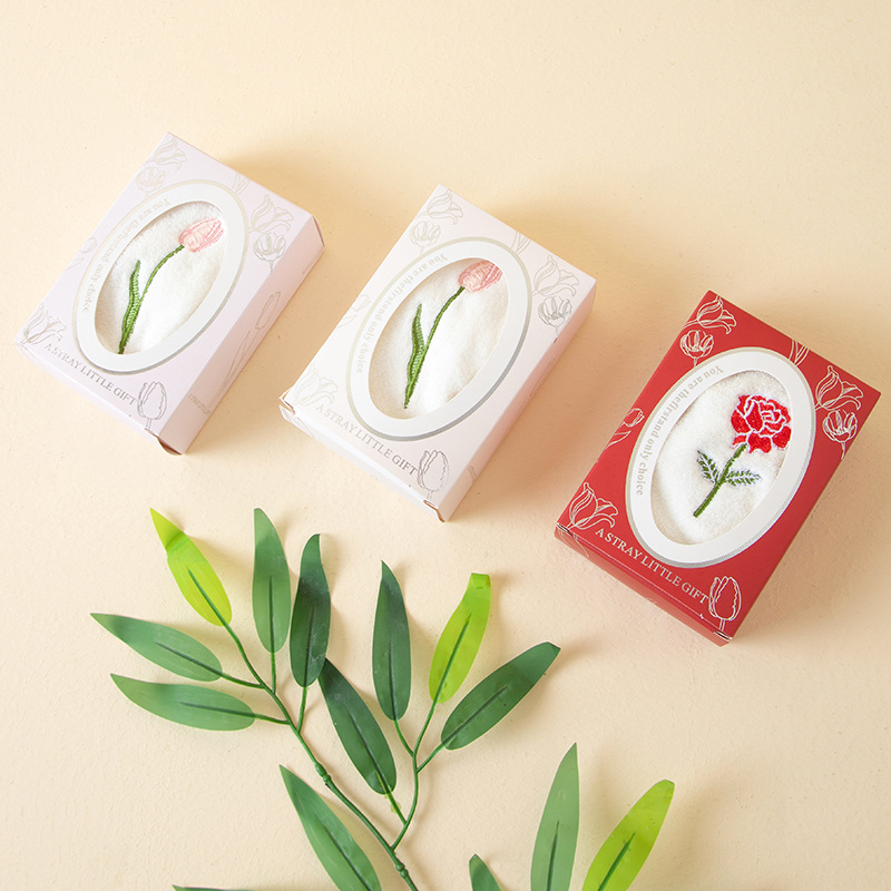 Cross-Border Souvenirs Tulip Square Towel Small Towel Hand Towel Gift Box Wedding Return Gift Gift Manufacturer Wholesale