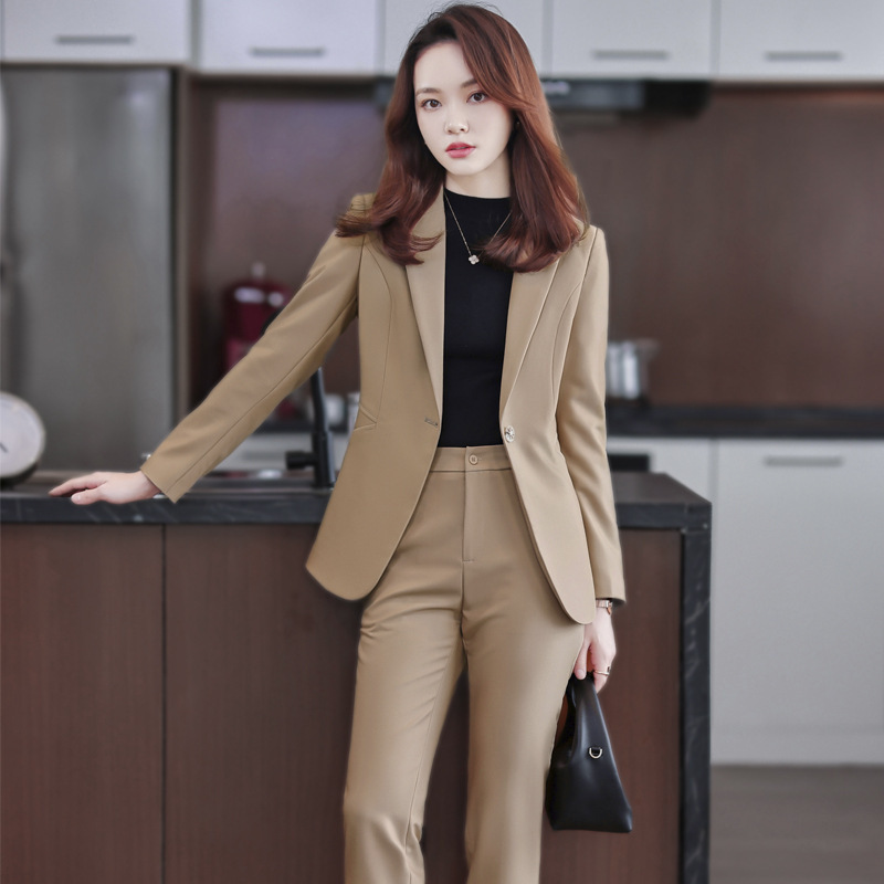 春と秋の職業服のファッション気質の女神範のファッション的な洋風のスーツのスーツの女性の2つのセットのカジュアルなスーツの正装|undefined