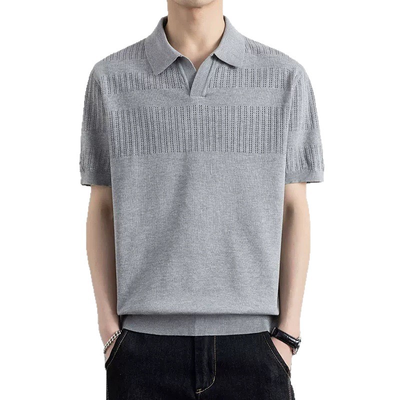 Camisas polo de manga corta de estilo antiguo, camisetas de punto de cuello en V, camisetas comerciales de hielo, camisetas de comercio exterior transfronterizo al por mayor