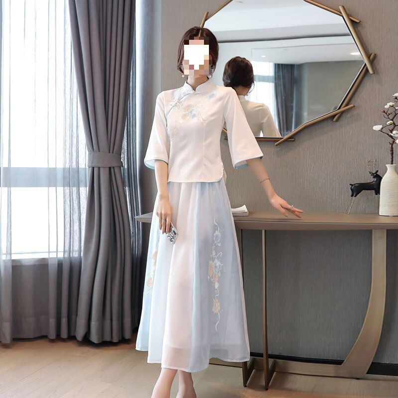 Green Companion 2023 New Style Hanfu Women's Chinese Style Bridesmaid's Dress Republican Style Women's Clothing Adult Simple Antique Hanfu