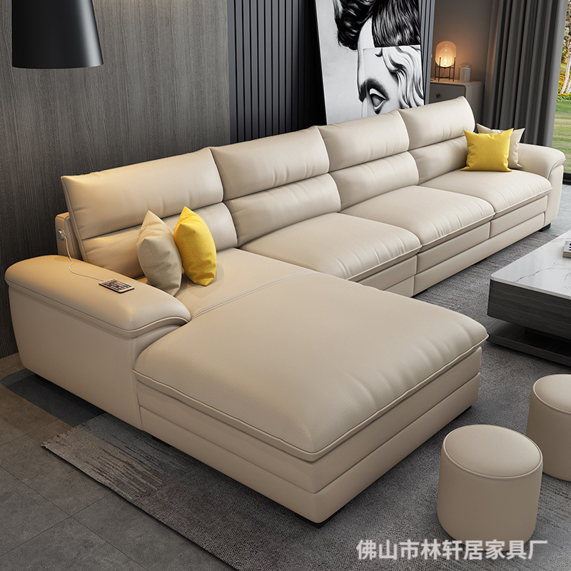 Genuine Leather Sofa, First-Layer Cowhide, Modern and Simple Living Room, Large and Small Sizes, Fully Furnished, Nordic Style, Classic and Durable