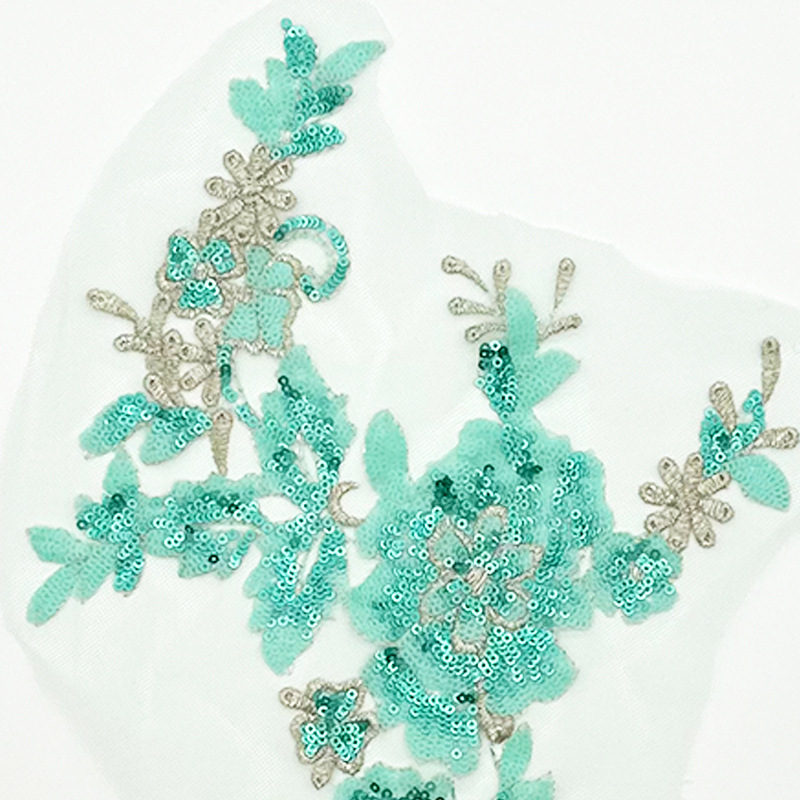 网纱亮片珠片刺绣花朵布贴演出服礼服童装服装辅料装饰贴花