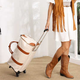 广州工厂现货亚马逊旅行便捷随身服装包大号PU皮革行李拉杆包时尚