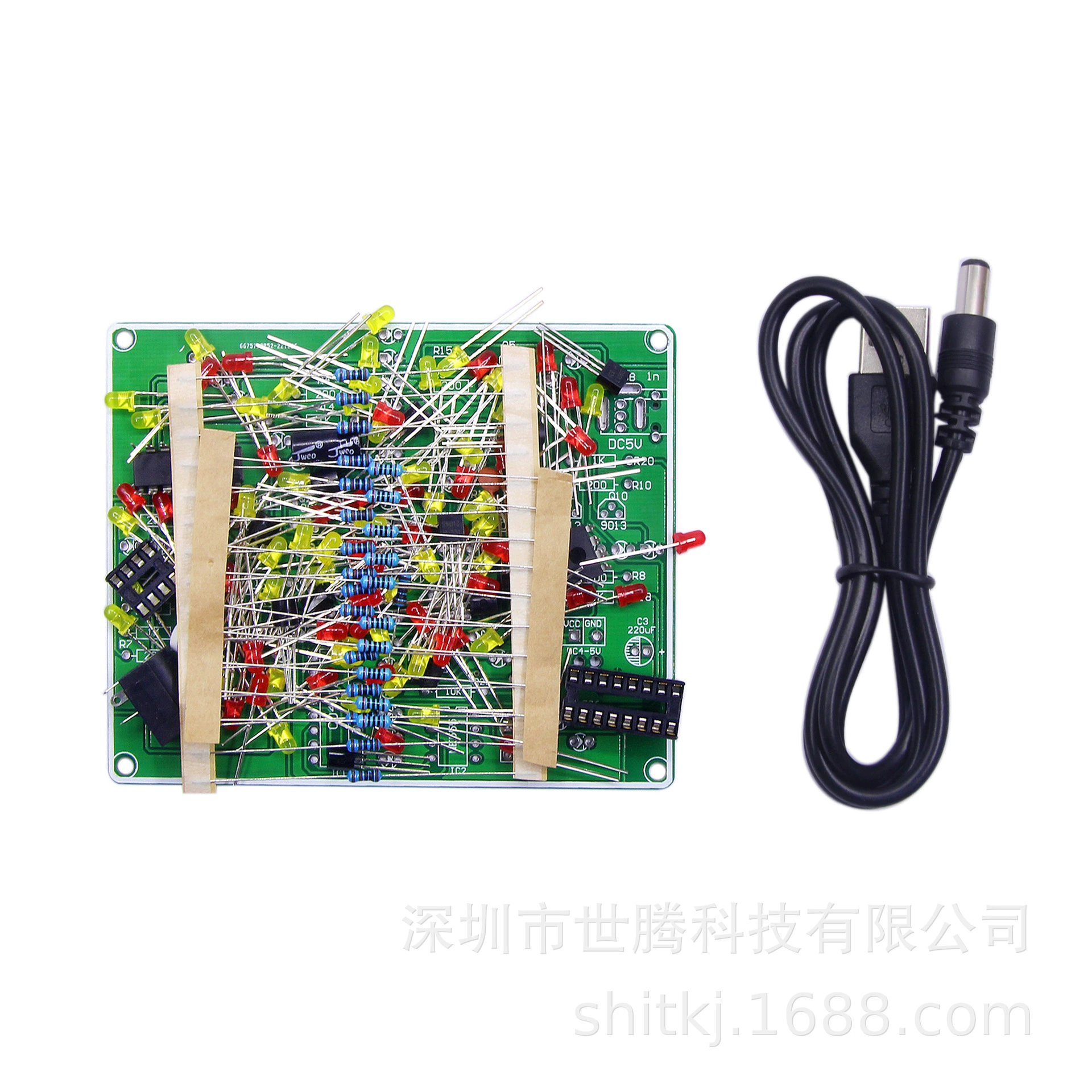 Двухцветный комплект фейерверков Светодиодный мигающий водяной свет NE555 + CD4017 электронное обучение производству DIY детали