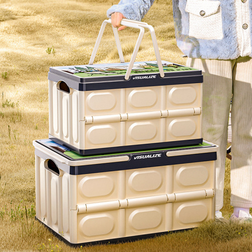 Outdoor camping wooden cover folding box extra large folding camping storage box folding table car trunk household box