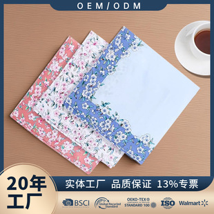 Cross-border plaid polyester cotton explosion vintage old-fashioned towel handkerchief breathable skin-friendly portable small square towel sweat-absorbent handkerchief