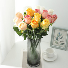 【厂家直销】情人节绒布玫瑰仿真玫瑰高档家居花束装饰客厅摆件