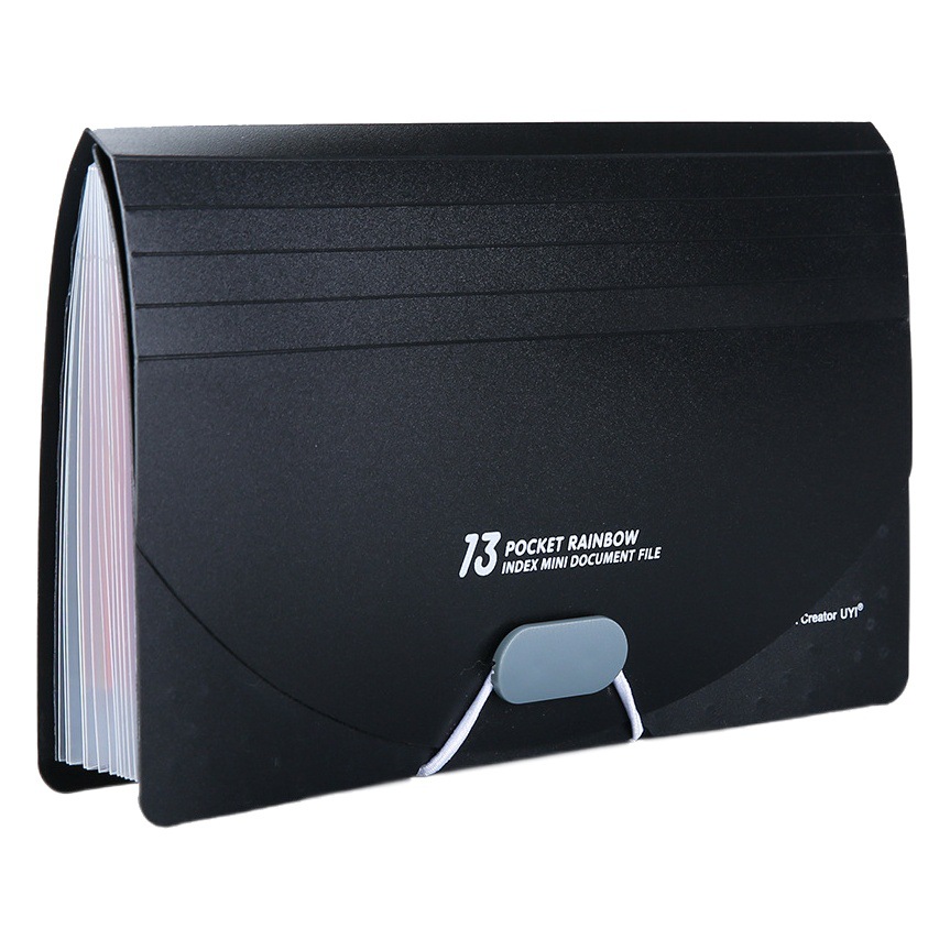 Cross-Border A6 Mini Three-Side Sealing Rainbow Accordion File Folder with 13 Compartments, Large Capacity, Lanyard, Bill Holder, in Stock