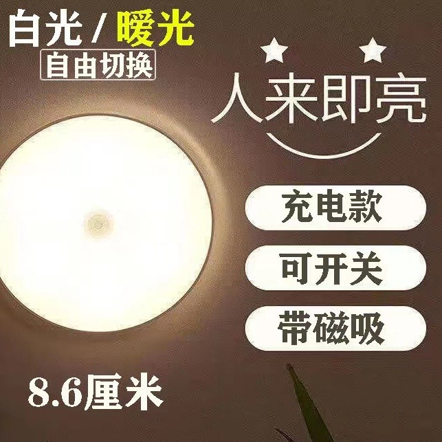 Inducción del cuerpo humano luz nocturna interruptor inducción luz inteligente siempre brillante dormitorio de estudiantes carga atracción magnética luz nocturna al por mayor