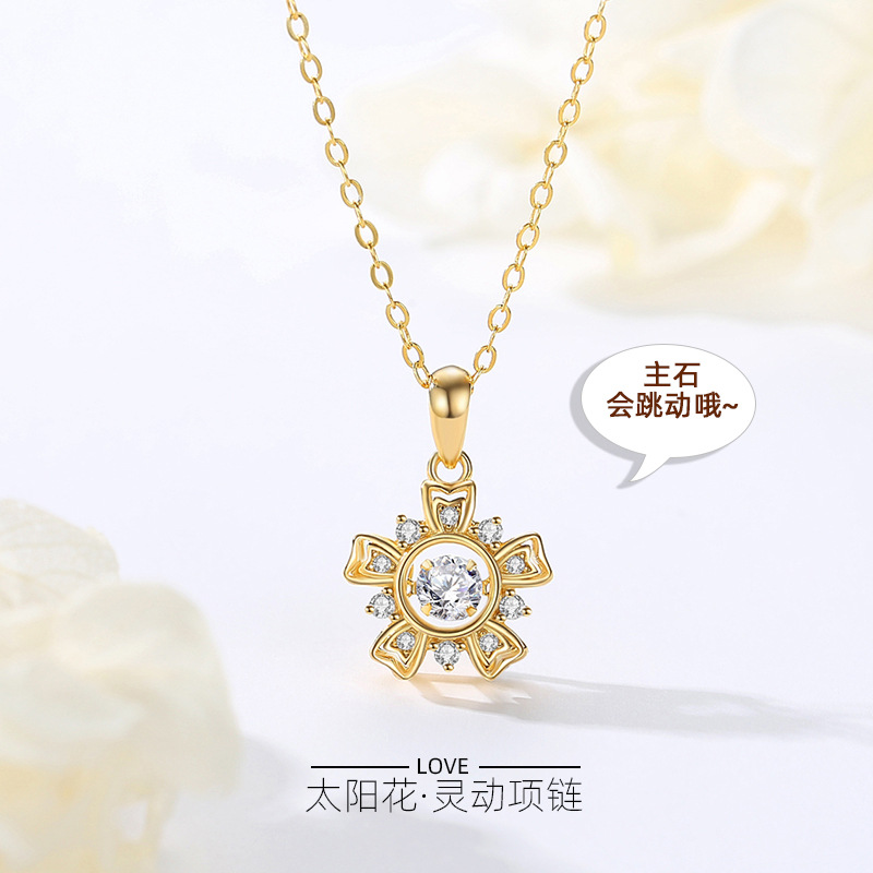 Estilo coreano girasol collar de plata esterlina las mujeres s925 transmisión en vivo inteligente ZIRCON flor Navidad Día San Valentín