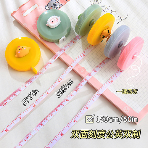 Cute Cartoon Mini Portable Small Tape Measure Student Round Measurement Small Soft Ruler Measure Clothes Measurements Multifunctional Ruler