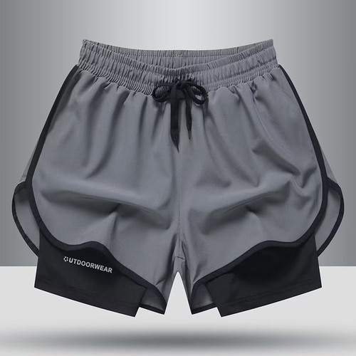 American-style fitness shorts men's running pants with false two-piece lining training anti-transparent three-quarter basketball casual shorts
