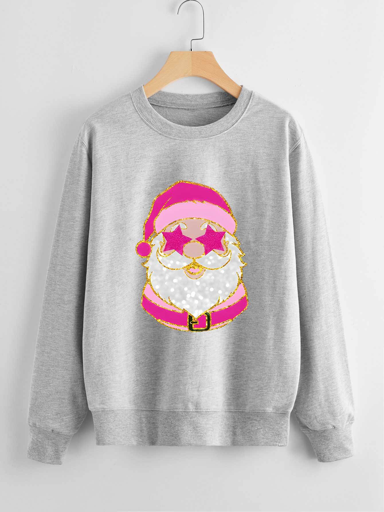 Santa Claus ojos estrella Navidad mujeres Comercio exterior suéter de cuello redondo Amazon EB manga larga dibujos animados image 4