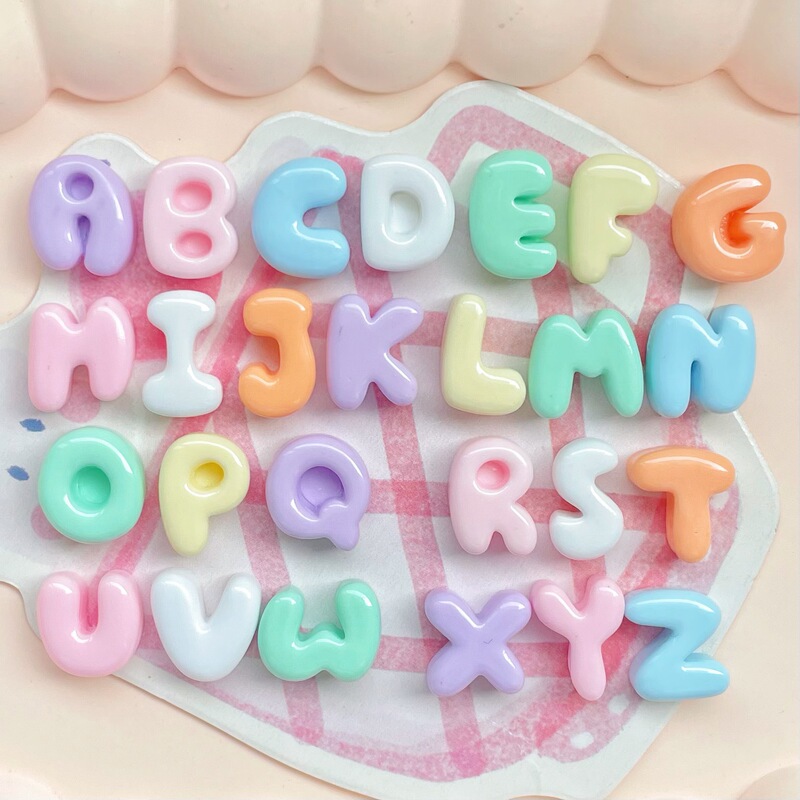 Cute Mini 26 English Letters Single Choice Bright Resin Accessories Phone Case Bracelet Hairstyle Nail Jewelry Batch