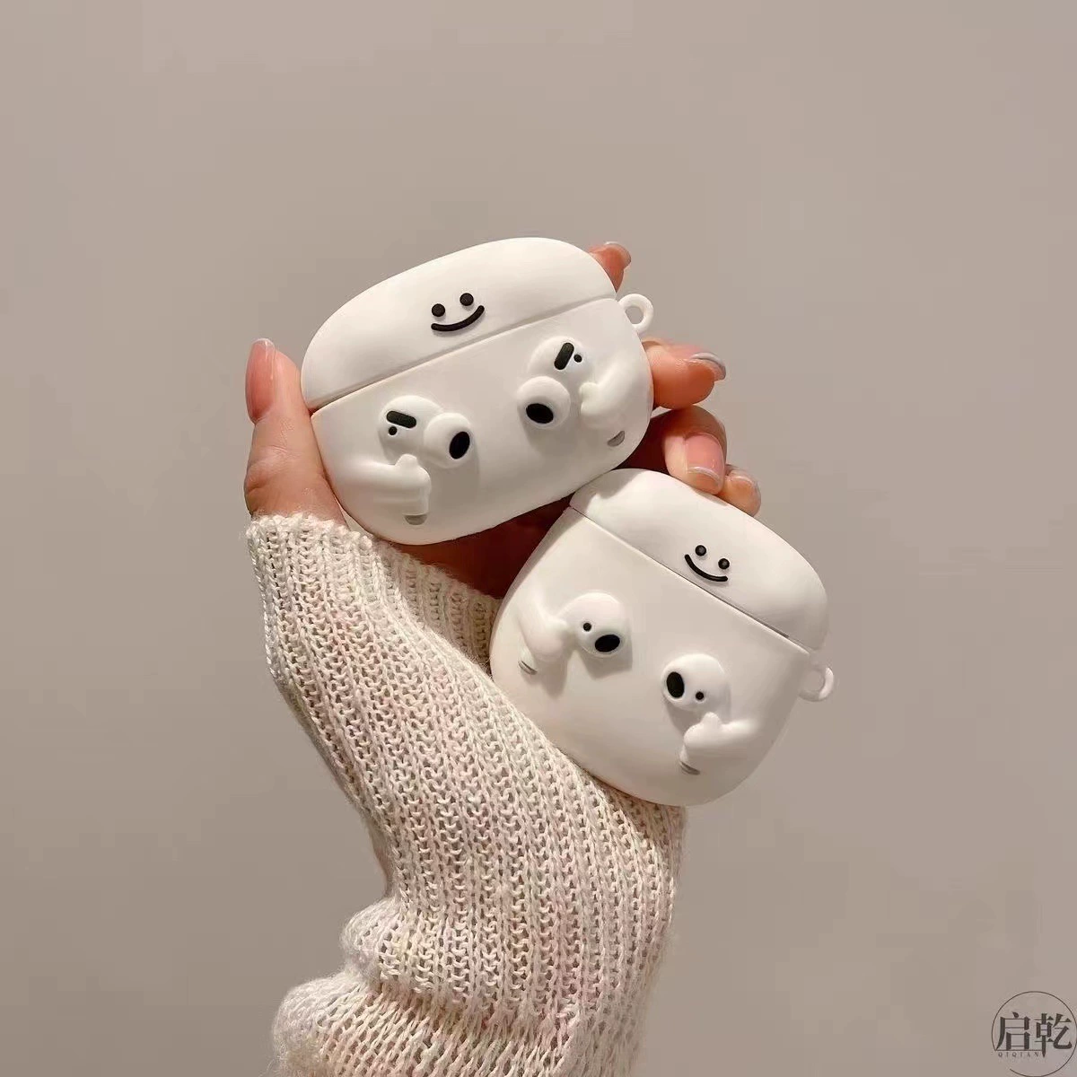 Силиконовый чехол для AirPods (KT) — совместим с AirPods 3, милый дизайн в виде банки с медом и карабин