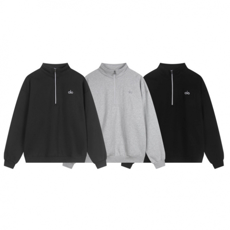 Cross-Border Alo Sweatshirt for Men and Women, Autumn and Winter Yoga Loose Stand-Up Collar Slim Jacket, Fitness Sports Top, Men's Trendy