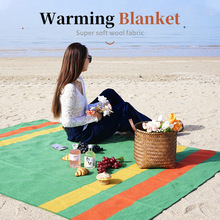 外贸工厂定制羊毛毯子床上野营1.5*2米单人披毯保暖露营酒店毛毯