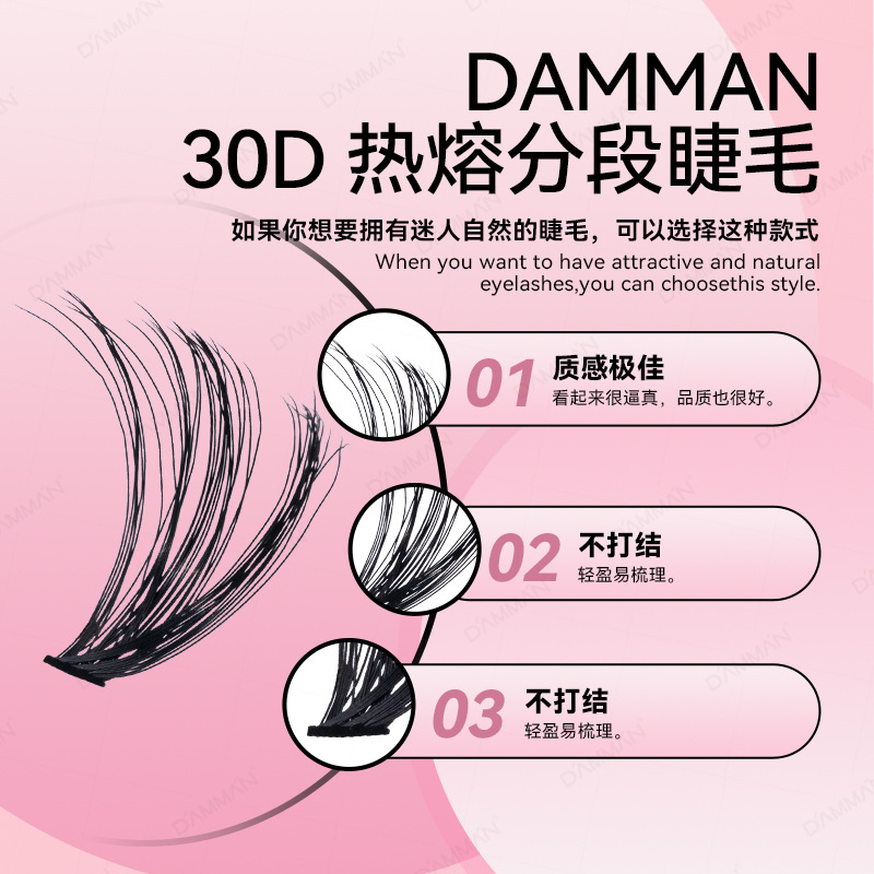 Dense three dimensional soft mixed false eyelashes for extension