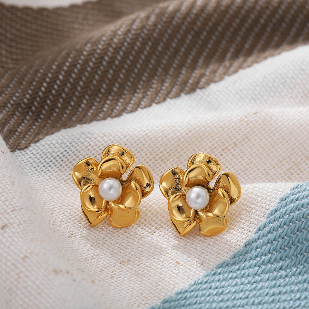 13g Weight Titanium Steel Ear Needle Material Ear Studs Classification 1 Pair Quantity Daily Occasion Titanium Steel Material Flower Pattern All Seasons Season Women's Gender Polished Finish Mixed Metal, Plating Design Elegant Style 1 Pair Elegant Flower Mixed Metal Plating Titanium Steel Ear Studs 12